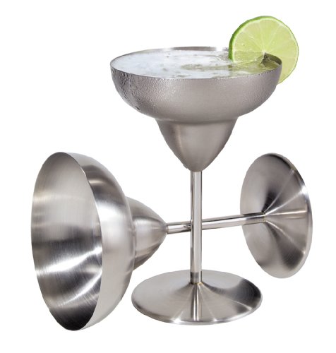 Oggi 12-Ounce Stainless Steel Margarita Goblets, Set of 2