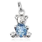 Sterling Silver Lab Created Blue Spinel Bear Charm