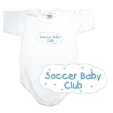 BABY BODYSUIT WHITE  LIGHT BLUE CLOUD SOCCER CLUB  9 - 12 Months