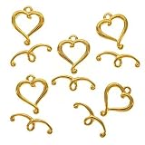 Real Gold Plated Heart Scroll Toggle Clasps 14mm (x5)