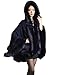 Kranda Women's Faux Fox Fur Trim Hooded Cape Wool Blend Cloak Coat