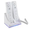 Dual Charging Station w/ 2 Rechargeable Battery & LED light for Wii Remote Control, White