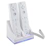 Dual Charging Station w/ 2 Rechargeable Battery & LED light for Wii Remote Control, White