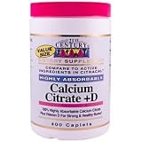 21st Century Health Care, Highly Absorbable Calcium Citrate + D, 400 Caplets