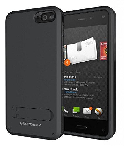 Fire Phone Case, BUDDIBOX [Shield] Slim Dual Layer Protective Case with Kickstand for Amazon Fire Phone, (Black)
