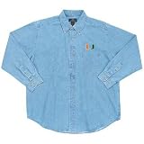 Miami Hurricanes NCAA Denim Long Sleeve Button-Down Shirt (Blue)