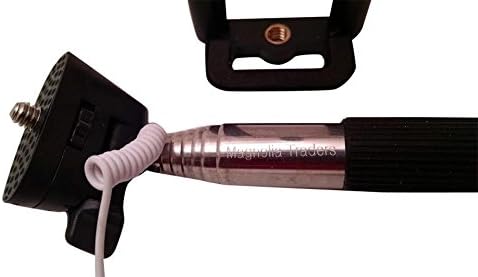 Selfie Stick Magnolia Traders Cable Take Pole No Battery No Wifi Needed with Built in Shutter Button for Iphone 4 4s 5 5c 5s 6 Samsung S4 S5 S6 Note2 Note3 Other Android Os (Black)