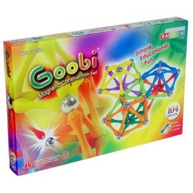 Childrens Toyshop  Toys : ADVANCED Pack: Rainbow (104 pieces) Goobi Magnetic Construction Set. Contains 56 mixed rainbow color bars, 32 spheres and 16 tripods.