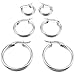 INBLUE Women's 15mm 20mm 25mm Stainless Steel Hoop Huggie Earrings Silver Tone (3 Pairs)