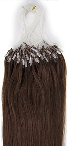 26" Loop Micro Ring Beads Tipped Remy Human Hair Extensions 100 Strands (04 Medium Brown)