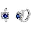 14K White Gold Sapphire and Diamond Hoop Earrings