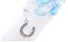 Lucky Horseshoe Bouquet Charm on Heart Ribbon - Something Blue