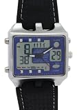 OHSEN - Montre Homme - Quartz - Cuir - cuir bleu analogique Dual Time DigitalSport Watches