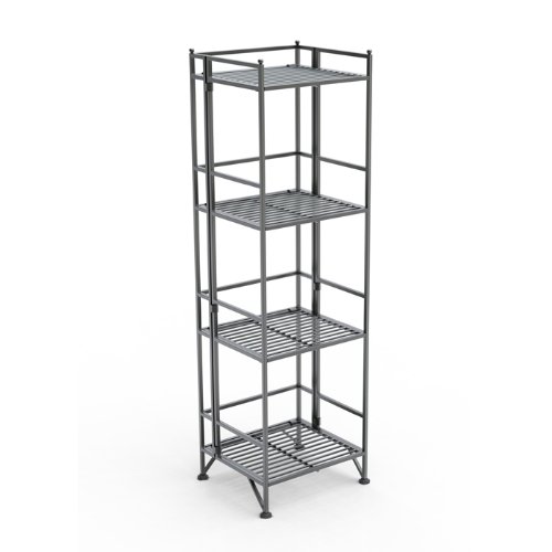 Convenience Concepts 8017S X-Tra Storage 4-Tier Folding Metal Shelf, Silver
