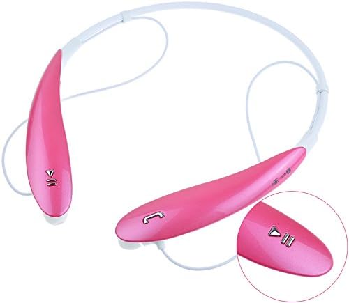 Jiake Wireless Bluetooth Stereo Headset Neckband Headphone for Lg Samsung Iphone HTC (Pink)