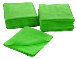 Eurow Microfiber 16 x 16 in. 300 GSM Cleaning Towels 12-Pack (Green)
