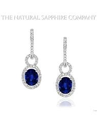 18k white gold earrings with 4.51ct oval sapphires and 0.60ctw diamonds