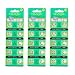 Bluecell 30 Pcs AG10 Alkaline Button Cell Battery 389A CX189 LR1130W for Watch Toy Calculator + Bluecell Cable Tie