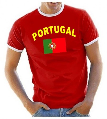 Portugal T-Shirt Ringer Rot, Gr.S