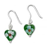 Bridge Jewelry Sterling Silver Heart/Flower Earrings - Silver