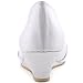 ELEGANTPARK Women Peep Toe Pumps Rhinestones Mid Heel Wedges Satin Wedding Bridal Shoes