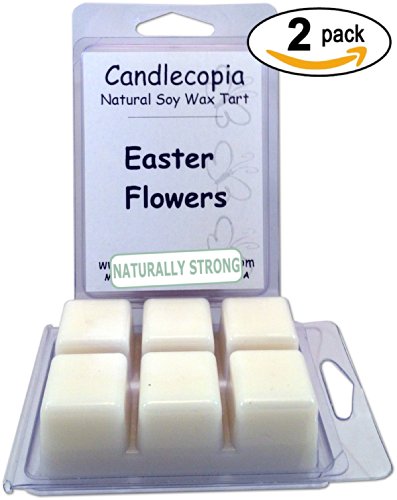 Candlecopia Easter Flowers 6.4 oz Scented Wax Melts - Wild honeysuckle, blooming jasmine and hints of sweet lilac create the floral signature of this scent - 2-Pack of naturally strong scented soy wax cubes throw 50+ hours of fragrance when melted in Scentsy®, Yankee Candle® or standard electric tart warmer