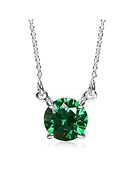 8MM Green Swarovski Zirconia 925 Sterling Silver Pendant w/16 Inch Chain