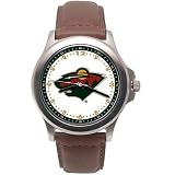LogoArt Minnesota Wild Men's Leather Rookie Watch
