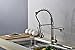 rozin Deck Mount Spring Contemporary Nickel Brushed Finish Single Handle Swivel LED Pull Out Kitchen Sink Faucet Two Spout Pull Down Kitchen Faucet with Sprayer Unique Design Led Water Flow Powered Ceramic Valve Bar Faucets