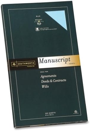 Wholesale CASE of 10 - Southworth 25% Cotton Manuscript Covers-Manuscript Covers, 30lb., 9"x15-1/2", 100/BX, Blue