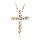 Vermeil (24k Gold over Sterling Silver) Champagne cz cross Pendant
