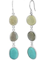 Sterling Silver Multi-Stone Drop Earrings