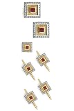 Solid 14k Gold and Ruby Square Diamond Cufflinks, Tie Tac and Stud Set