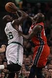 New Jersey Nets v Boston Celtics: Shaquille O'Neal and Travis Outlaw Photographic Poster Print by Elsa ., 16x24