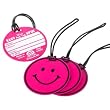 Small Smiley Face Luggage Tags - Hot Pink