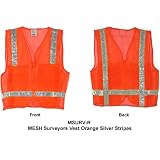 Mesh Surveyors Vest Orange Silver Stripes - Small