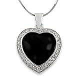 Sterling Silver Black Onyx Heart Necklace