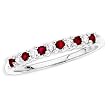 14K White Gold 0.13 ct. Diamond with Alternating 1/4 ct. Ruby Anniversary Ring