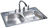 Kindred DS704 22-by-33-Inch Double Bowl Drop-In Stainless Steel Kitchen Sink