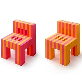 EVA Contrasting Foam Chair Set of 2 - Orange/ Pink