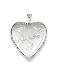 Sterling Silver 20mm Diamond-Cut Grandma Heart Locket