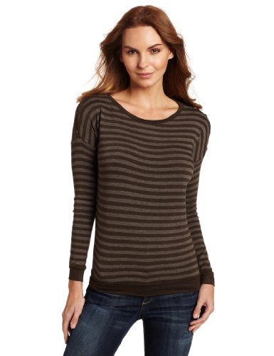 Three Dots Women's Open Crew Neck Top, Jamocha, Small