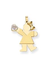 14k Yellow Gold Girl with CZ April Birthstone Charm. Metal Wt- 1.95g
