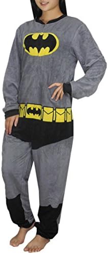DC COMICS BATGIRL Womens One-Piece Polar Fleece Romper Jumpsuit M Grey