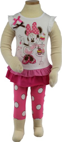 Disney Girls 2-6X Minnie Dress And Pant Set, White, 4T