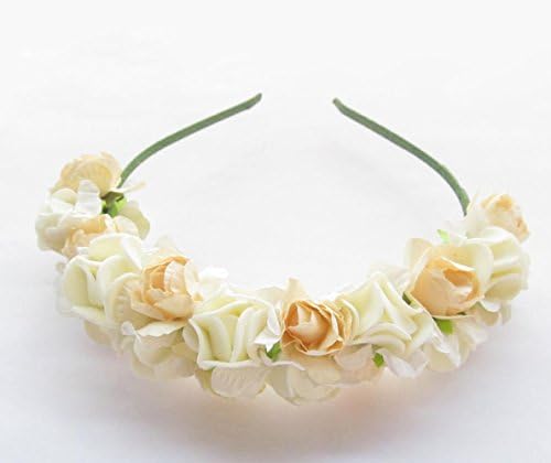 Fashion Bohemian Flowers Girl Headband White Foam and Paper Rose Double Color Head Wreaths Woodland Accessory