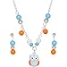 Heirloom Finds Girls Cute Big Eyed Owl Charm Necklace Earring Set in Blue and Orange