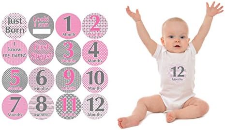 Belly Doodles 16 Baby Monthly Stickers Girl (1-12 Months)