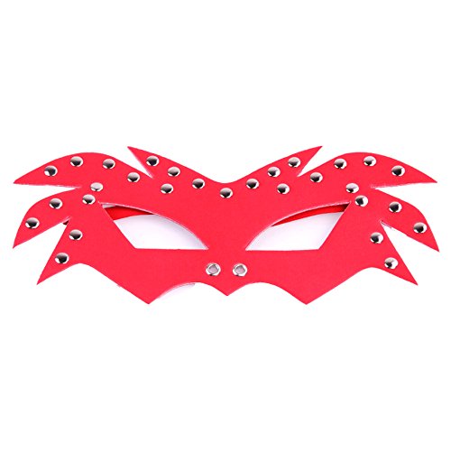 Davidsource Bat Shaped Rivet Red Leather Face Mask
