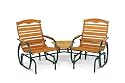 Jack Post Country Garden Tete-A-Tete Glider with Center Table and Matte Green Frame